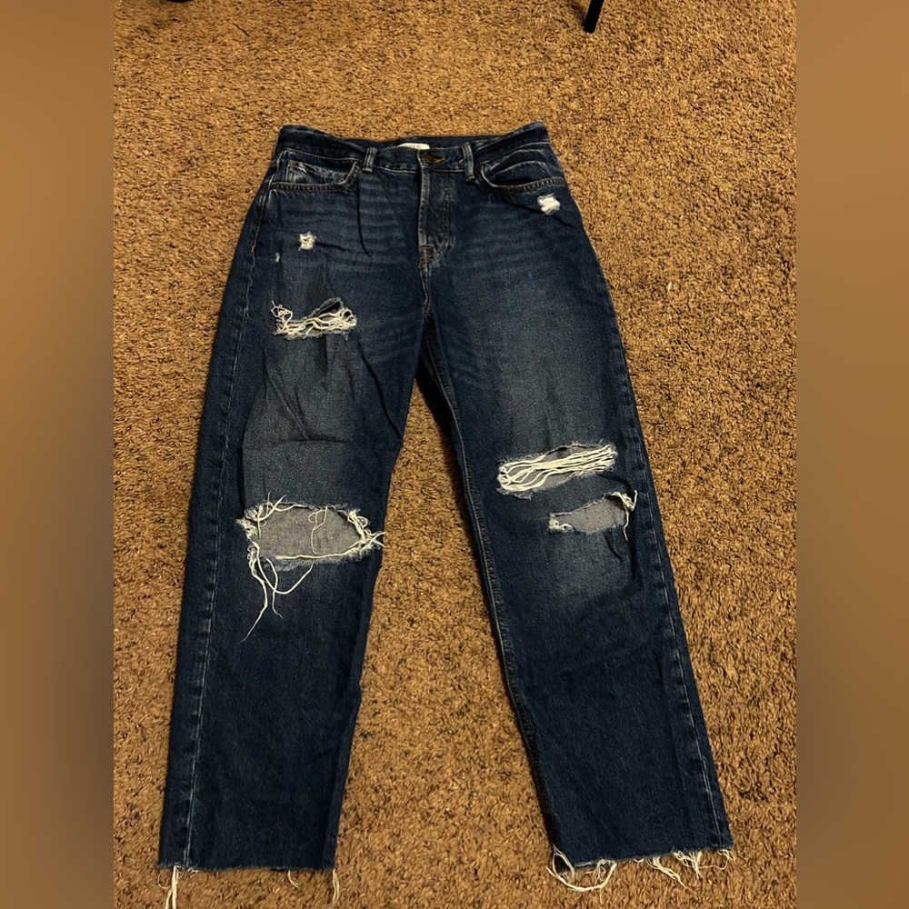 forever 21 dark blue wide leg jeans size 28
